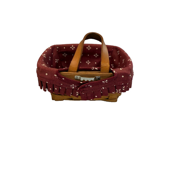 1993 Longaberger Small Key w/Bergundy Liner Basket 7"L x 5"W x 3.5"H - Picture 2 of 3